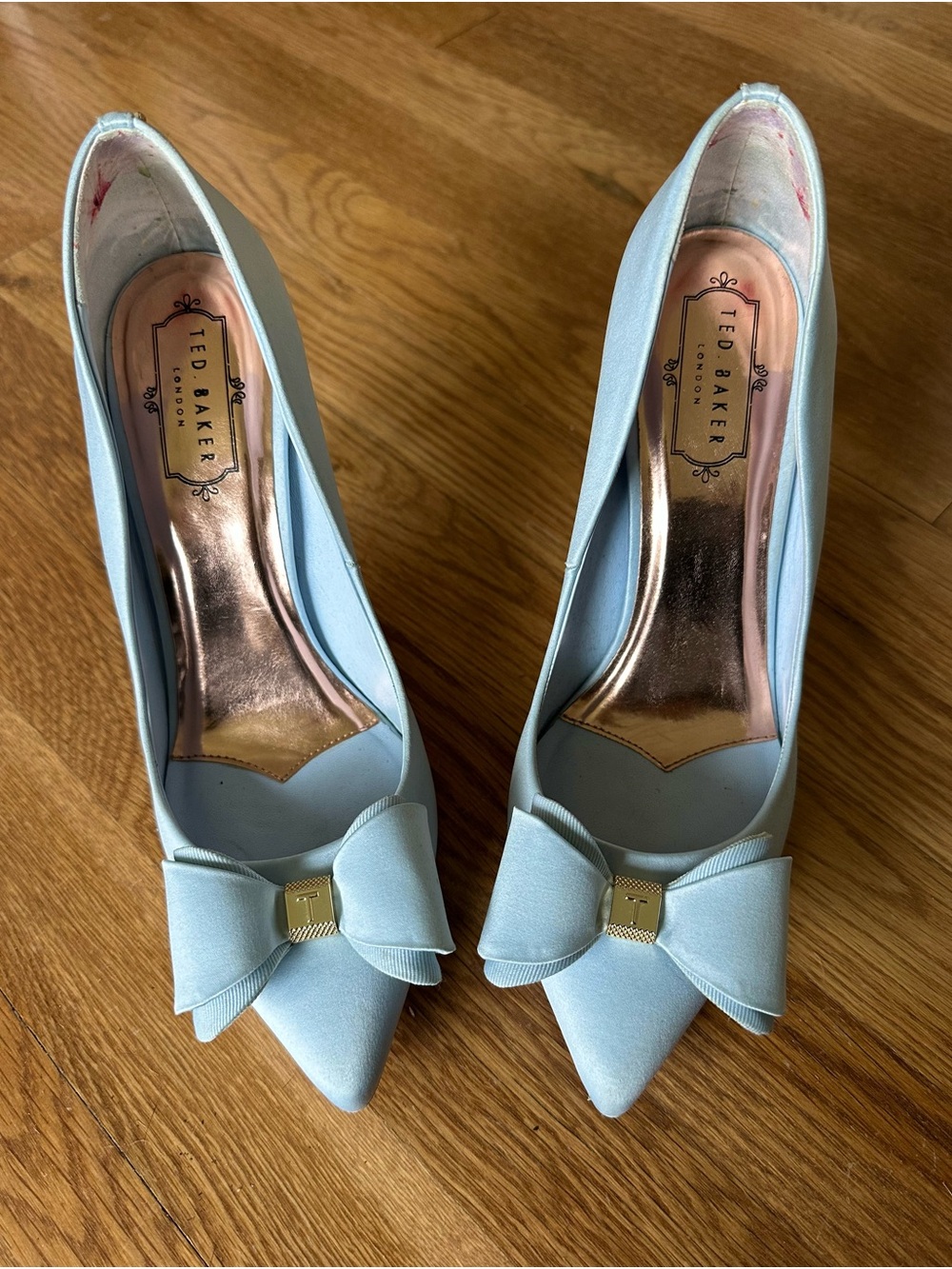 Ted Baker Powder Blue Bow Pointed-Toe Pumps